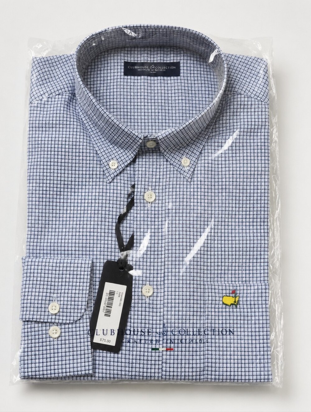 Masters Clubhouse Collection Men’s Blue Check Button-Down Shirt Large NWT